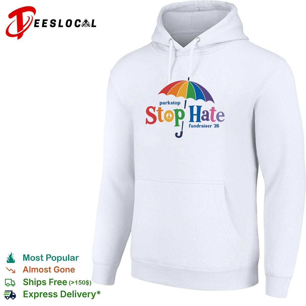 Parkstop Stop Hate fundraiser 26 Rainbow Umbrella Peace shirt