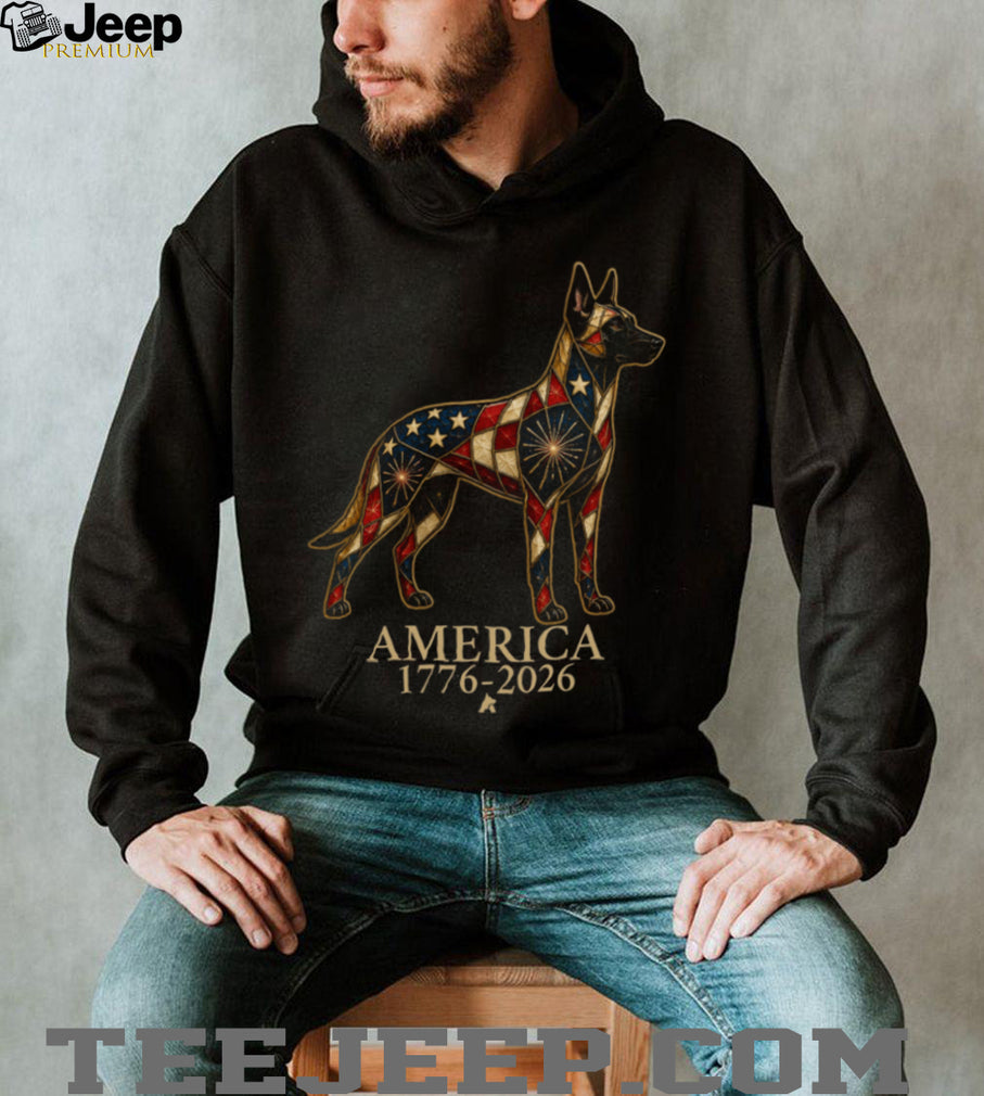 Patriotic German Shepherd America 1776 2026 Stained Glass Shirt