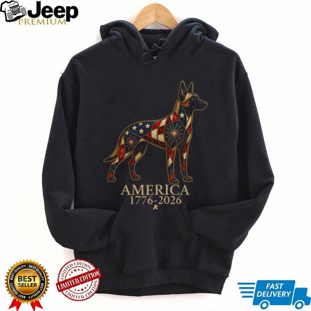 Patriotic German Shepherd America 1776 2026 Stained Glass Shirt
