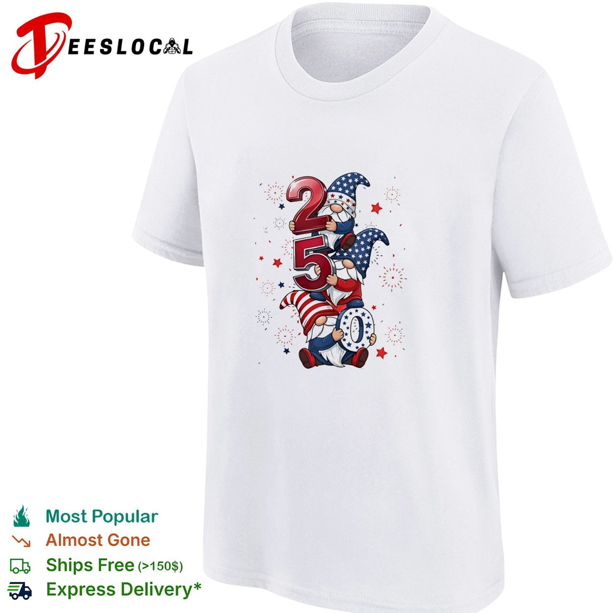 Patriotic Gnomes 250 Years of Independence Fourth of July America USA shirt