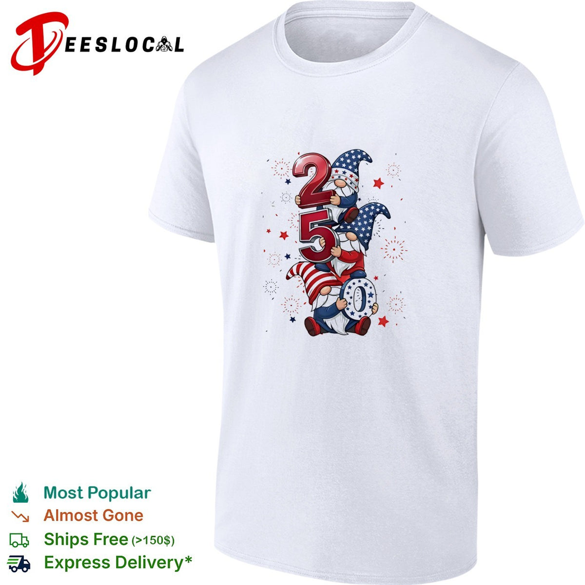 Patriotic Gnomes 250 Years of Independence Fourth of July America USA shirt