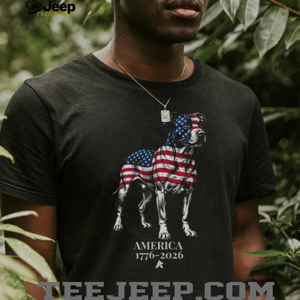 Patriotic Pitbull America 1776 2026 US Flag Graphic Shirt