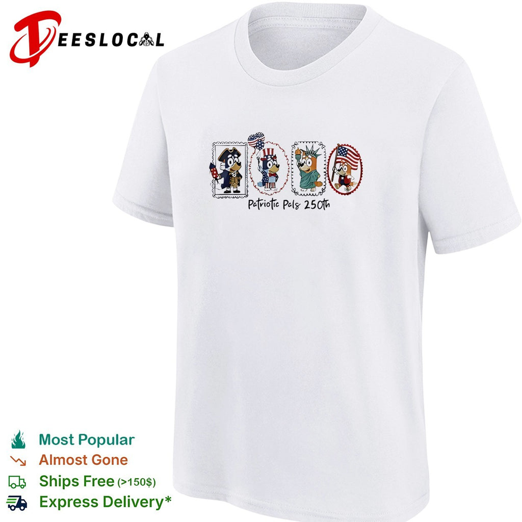 Patriotic pals 250th cartoon ducks colonial costume stamp frame illustration shirt