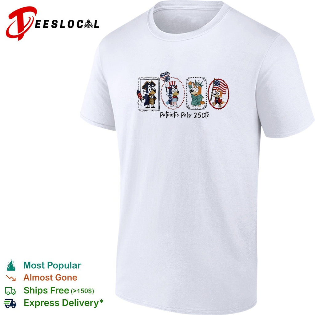 Patriotic pals 250th cartoon ducks colonial costume stamp frame illustration shirt
