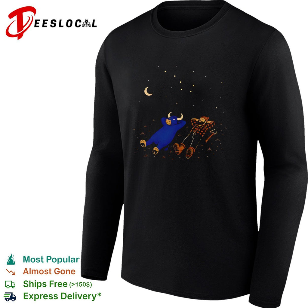 Paul Bunyan and Babe the Blue Ox Stargazing North Woods Legend Folklore Myth shirt