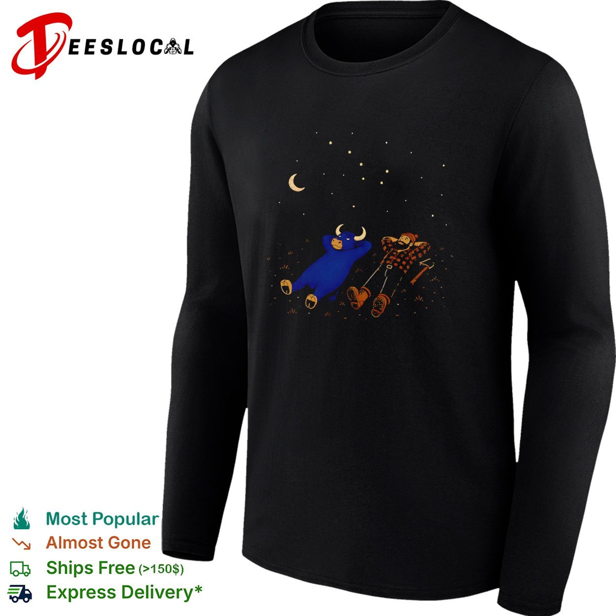 Paul Bunyan and Babe the Blue Ox Stargazing North Woods Legend Folklore Myth shirt