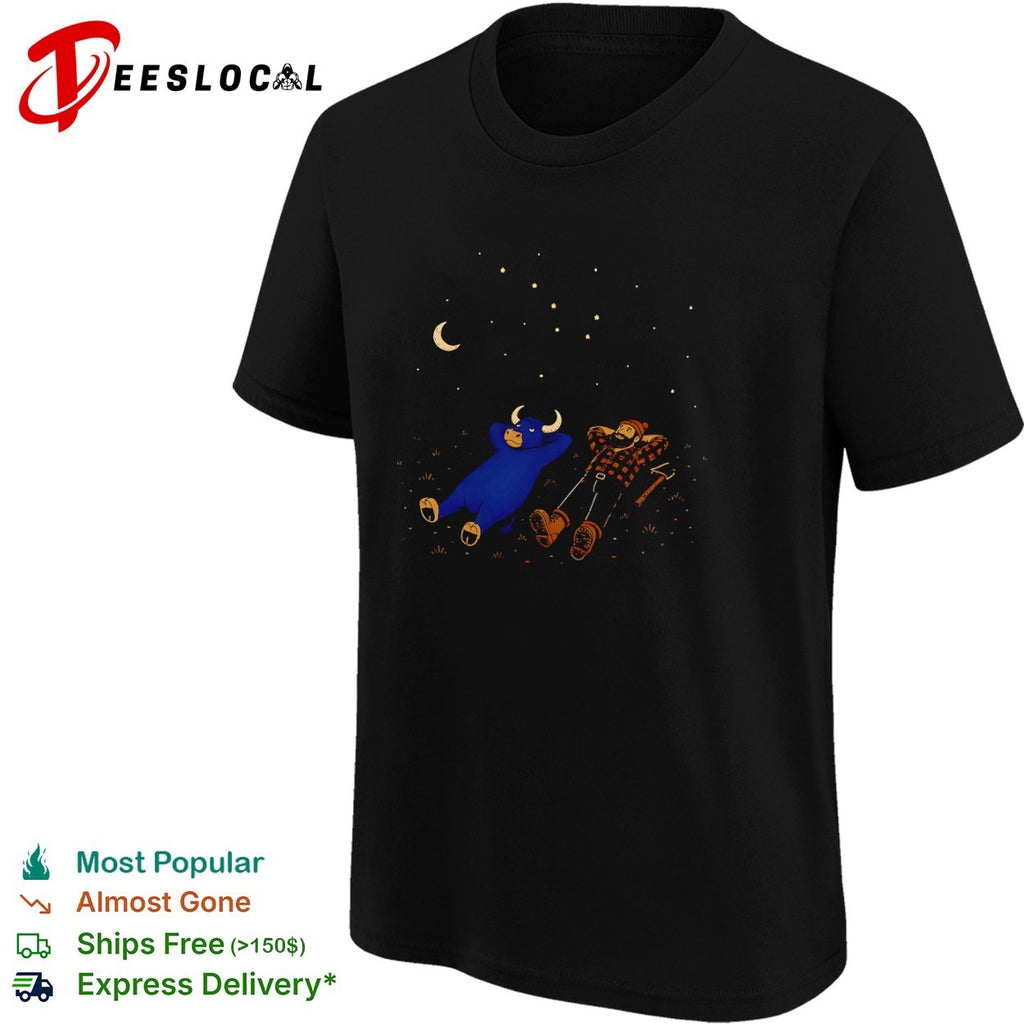Paul Bunyan and Babe the Blue Ox Stargazing North Woods Legend Folklore Myth shirt