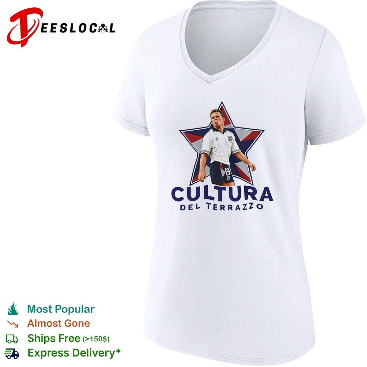 Paul Gascoigne England National Team Cultura del Terrazzo football soccer shirt