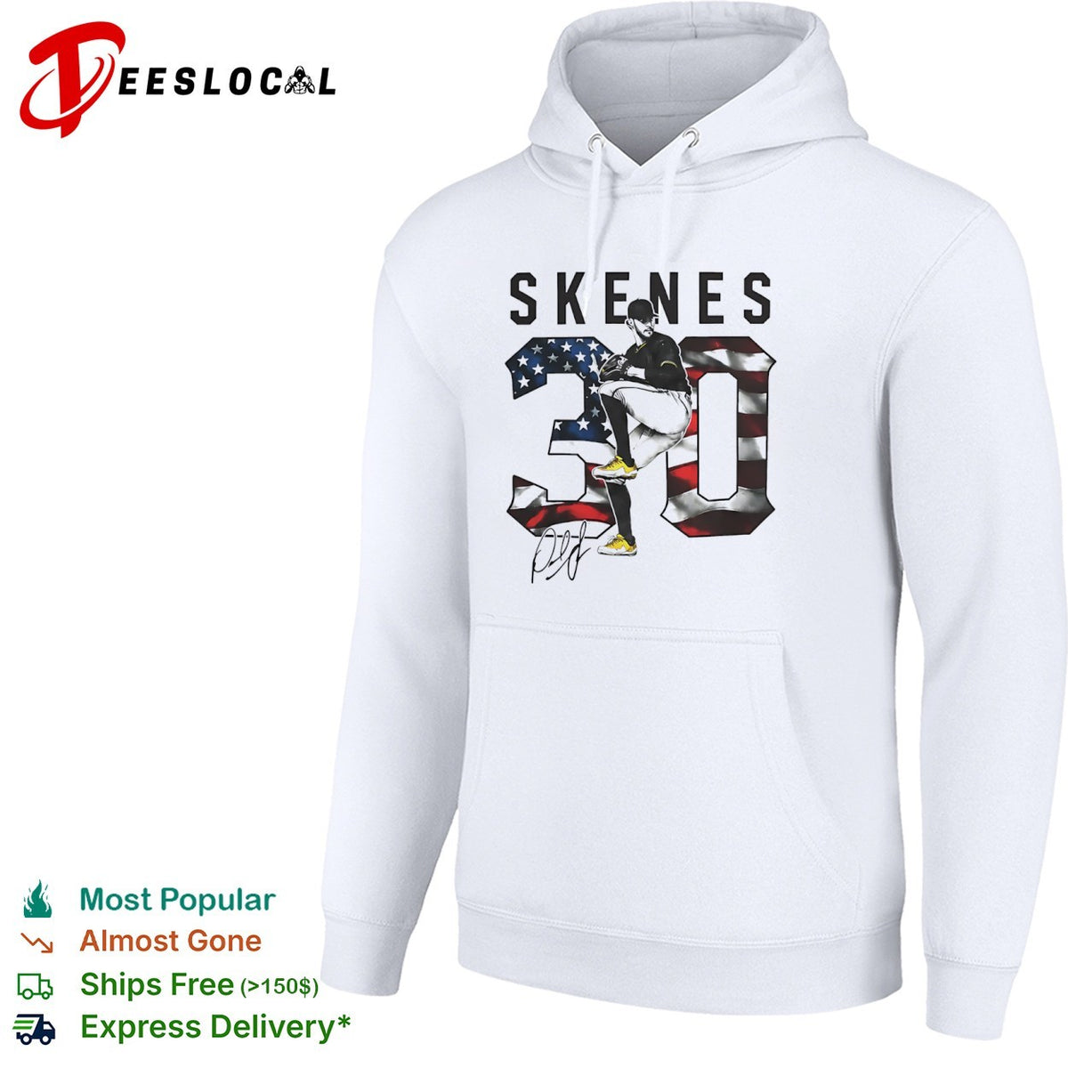 Paul Skenes Pittsburgh Pirates MLB Skenes 30 American Flag signature shirt