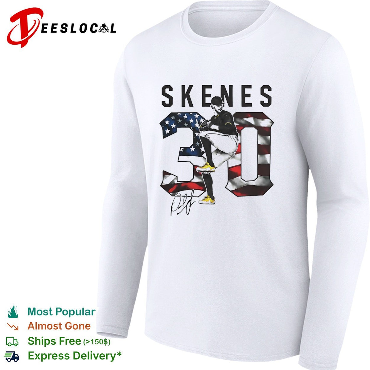 Paul Skenes Pittsburgh Pirates MLB Skenes 30 American Flag signature shirt