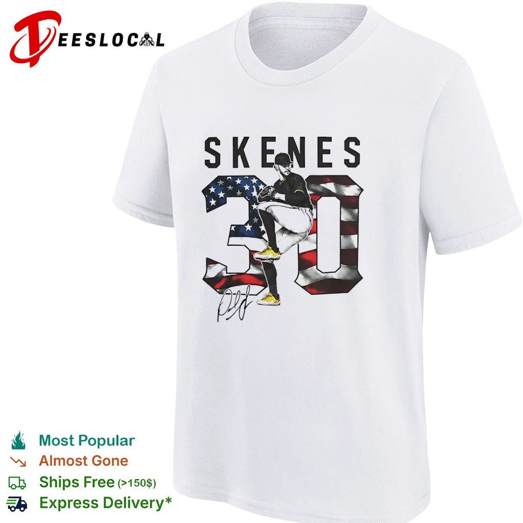 Paul Skenes Pittsburgh Pirates MLB Skenes 30 American Flag signature shirt