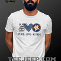 Peace Love Astros Houston Baseball Fan White Graphic T shirt