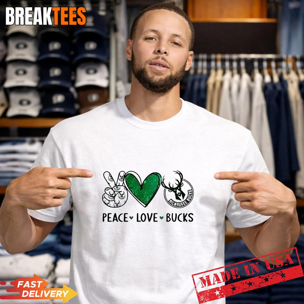 Peace Love Milwaukee Bucks NBA Shirt
