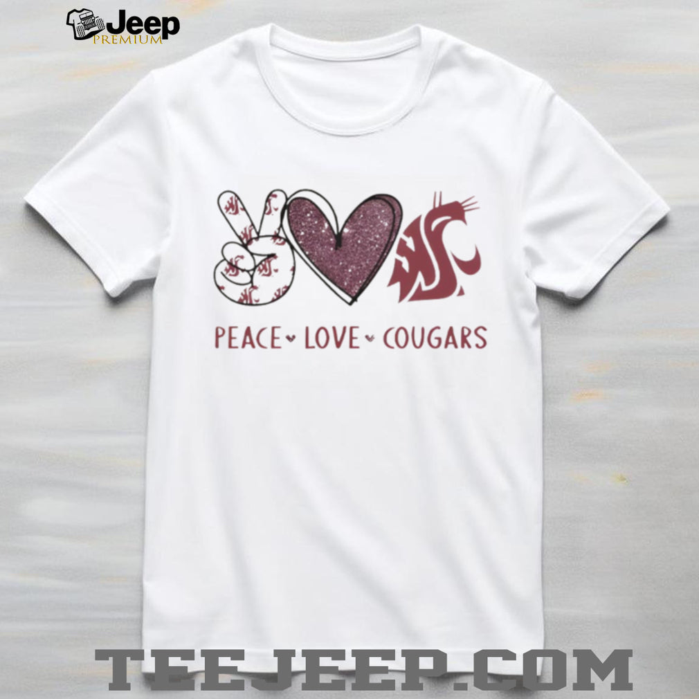 Peace Love Washington State Cougars Crimson Fan T Shirt