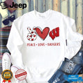 Peace Love Wisconsin Badgers Red and White Game Day T Shirt