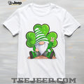 Peaceful Garden Gnome with Shamrock and Peace Sign Design T Shirt