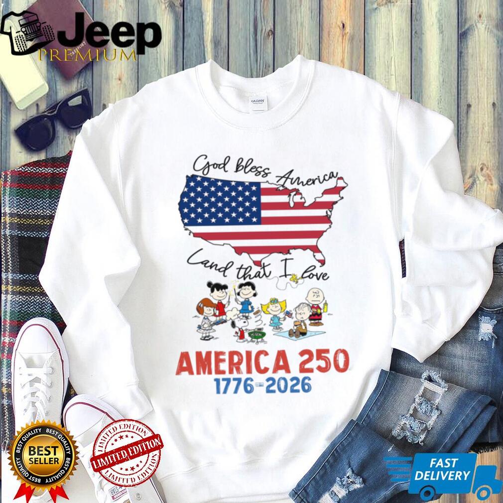 Peanuts Characters God Bless America 250 Years 1776 2026 Shirt