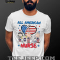Peanuts Gang All American Nurse Heart Patriotic Graphic Shirt