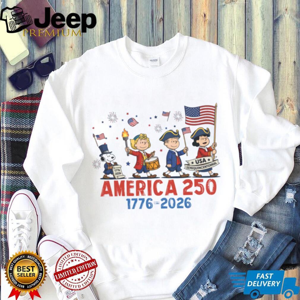 Peanuts Gang USA 250 Years 1776 2026 Patriotic Drummer Shirt
