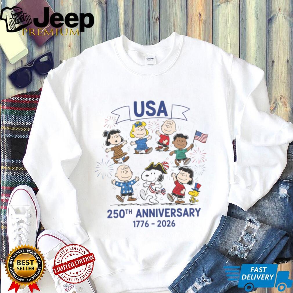Peanuts Gang USA 250th Anniversary 2026 Celebration White T Shirt