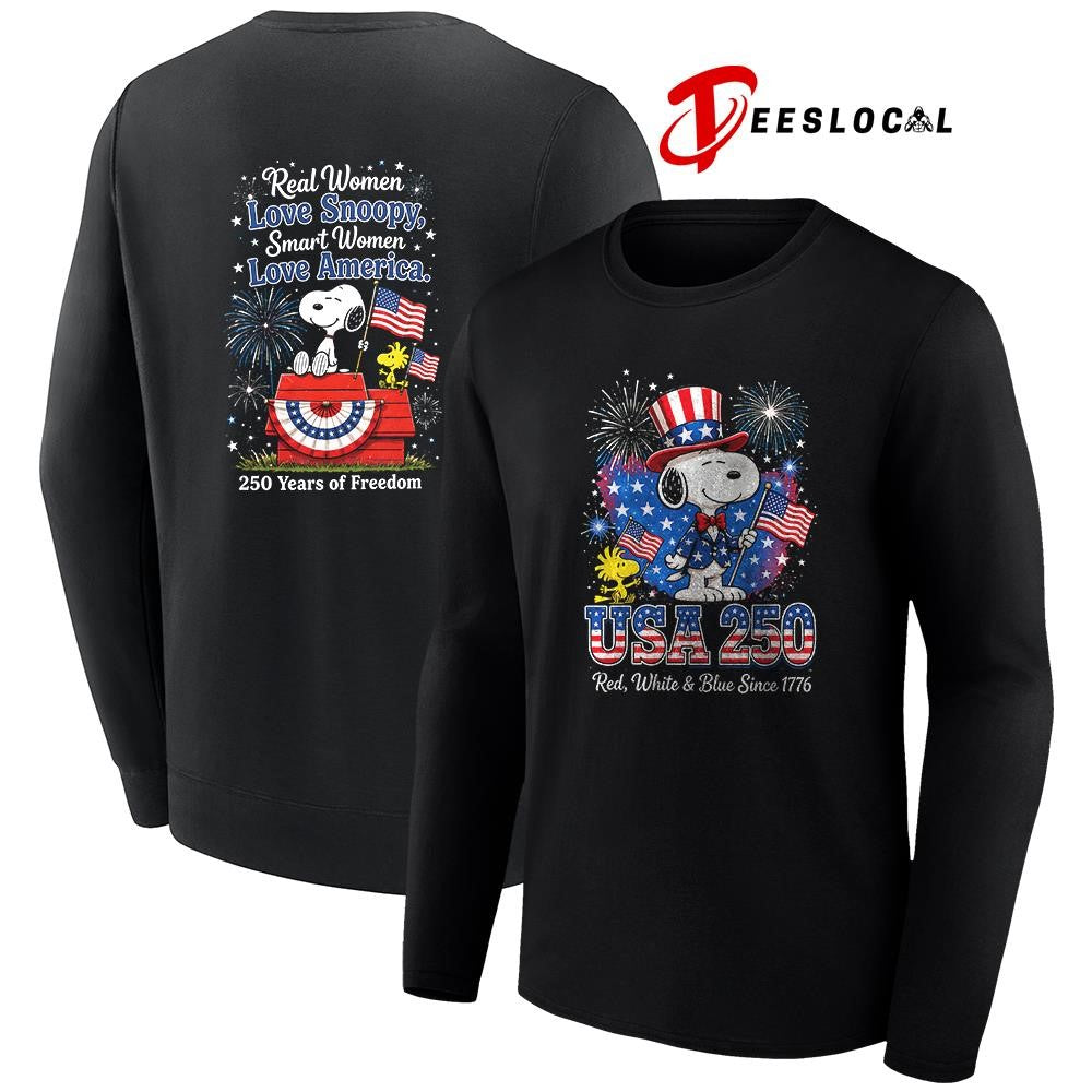 Peanuts Snoppy USA 250 red white and blue since 1776 250 years of freedom shirt