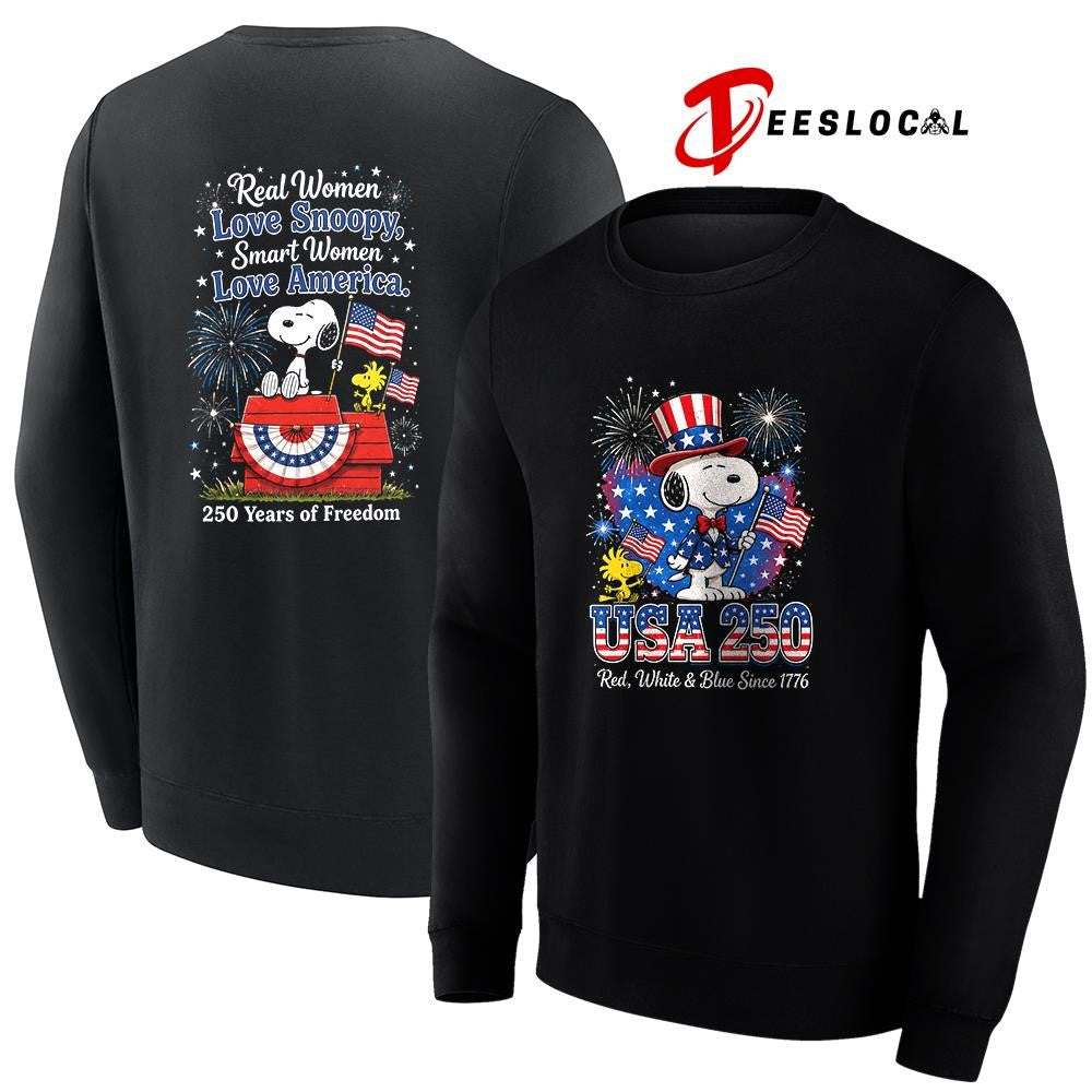 Peanuts Snoppy USA 250 red white and blue since 1776 250 years of freedom shirt
