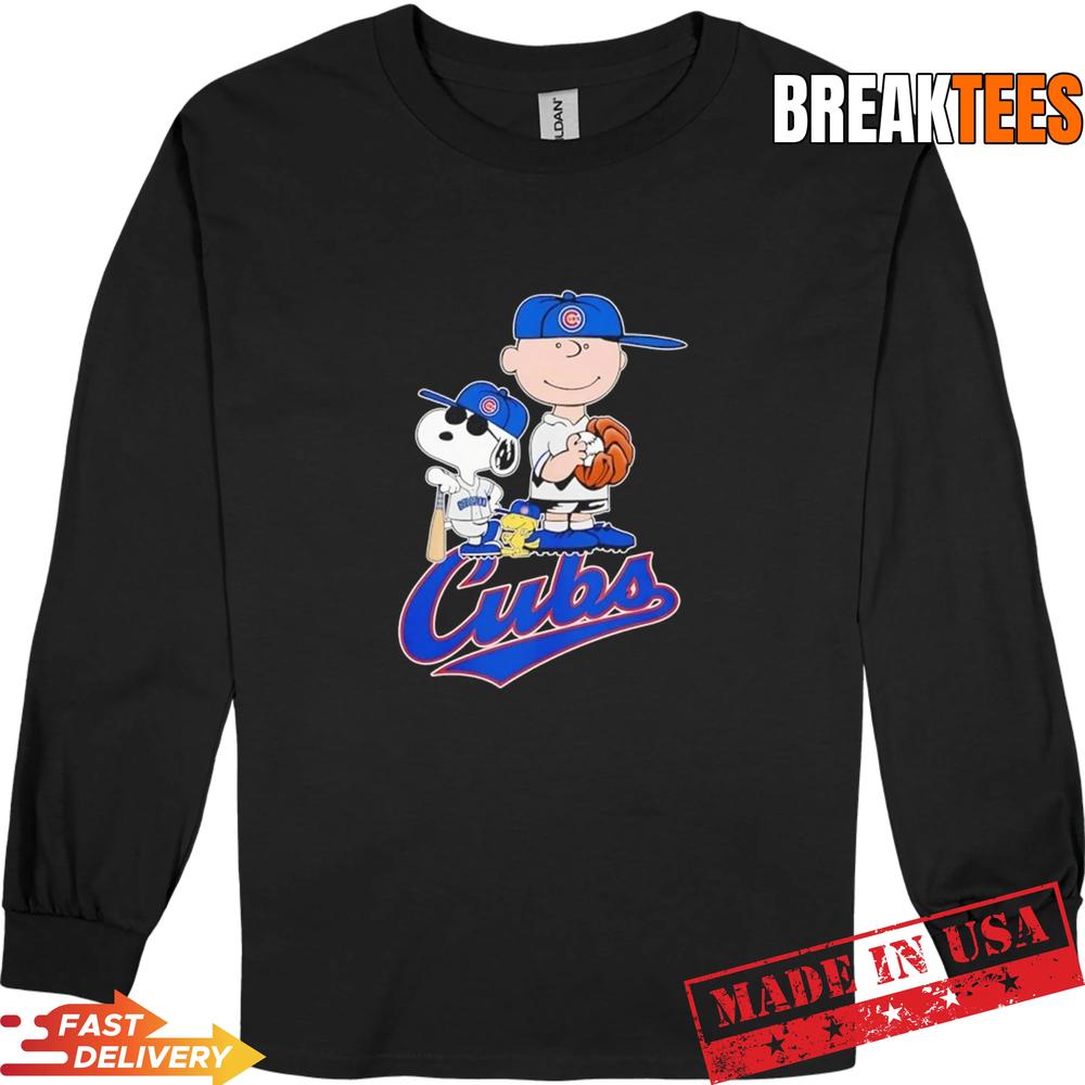 Peanuts characters x Chicago Cubs Baseball MLB 2026 cartoon T-Shirt