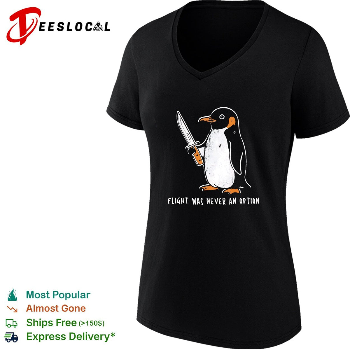 Penguin Flight Was Never An Option Knife Funny Meme Parody Animal Graphic shirt