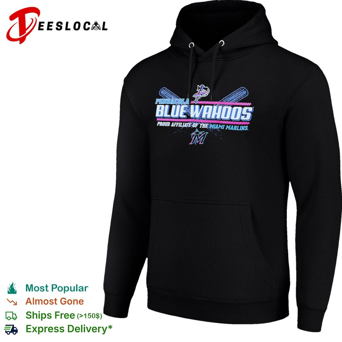 Pensacola Blue Wahoos Miami Marlins proud affiliate of the crossed bats shirt