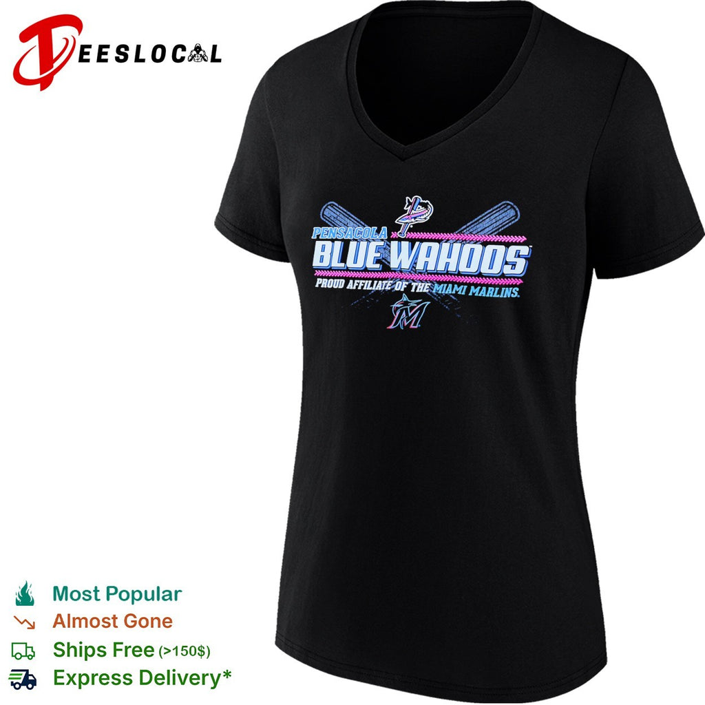 Pensacola Blue Wahoos Miami Marlins proud affiliate of the crossed bats shirt