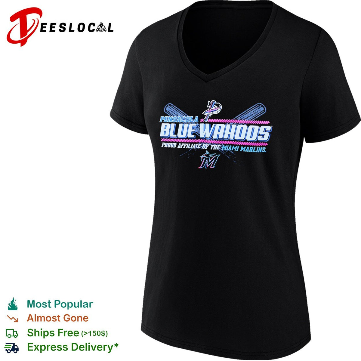 Pensacola Blue Wahoos Miami Marlins proud affiliate of the crossed bats shirt