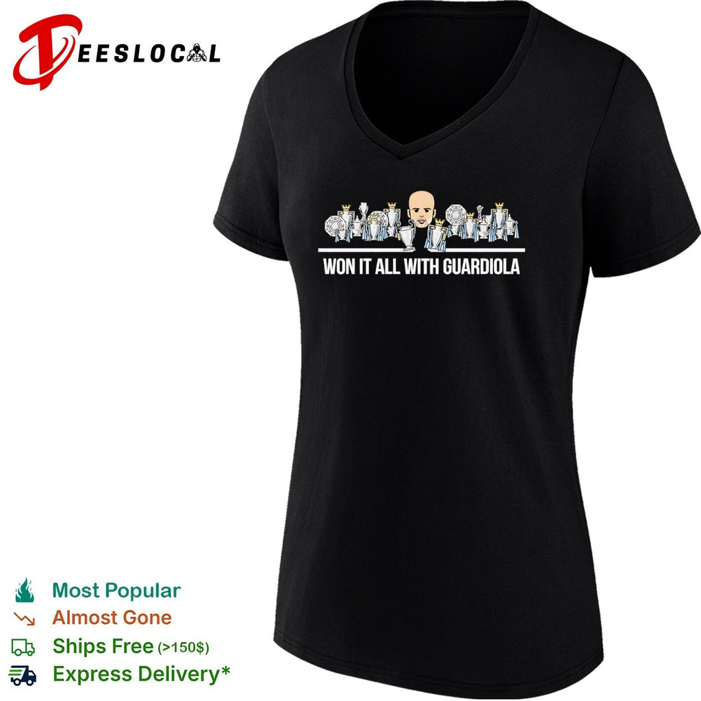 Pep Guardiola Manchester City trophies won it all with shirt