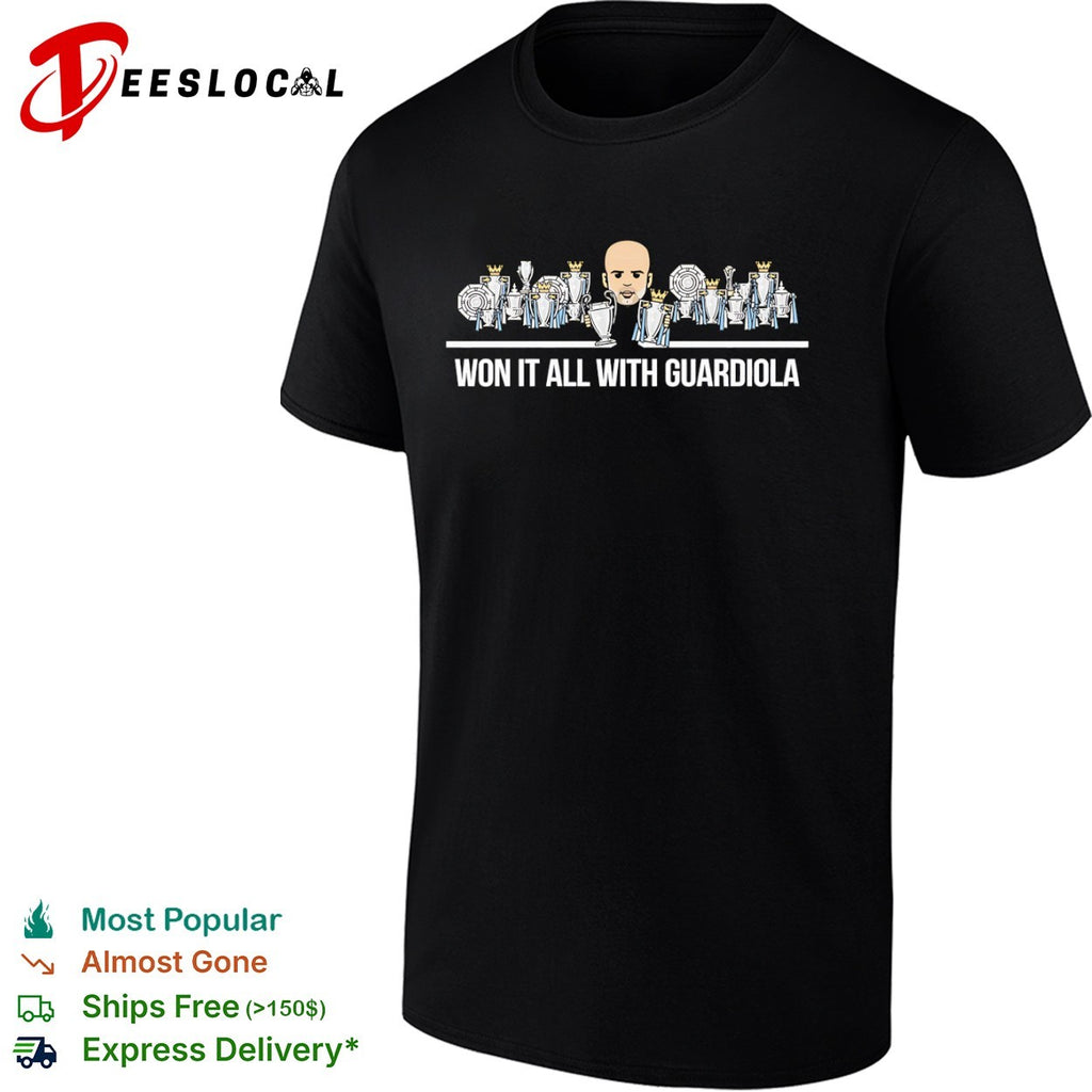 Pep Guardiola Manchester City trophies won it all with shirt