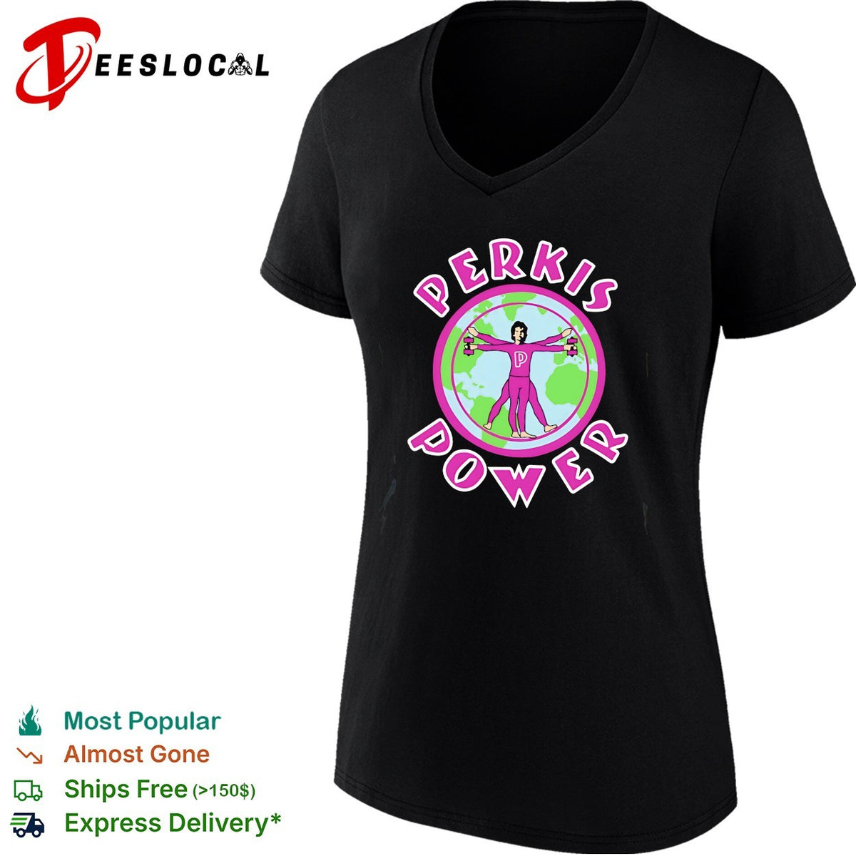 Perkis Power Vitruvian man globe retro shirt