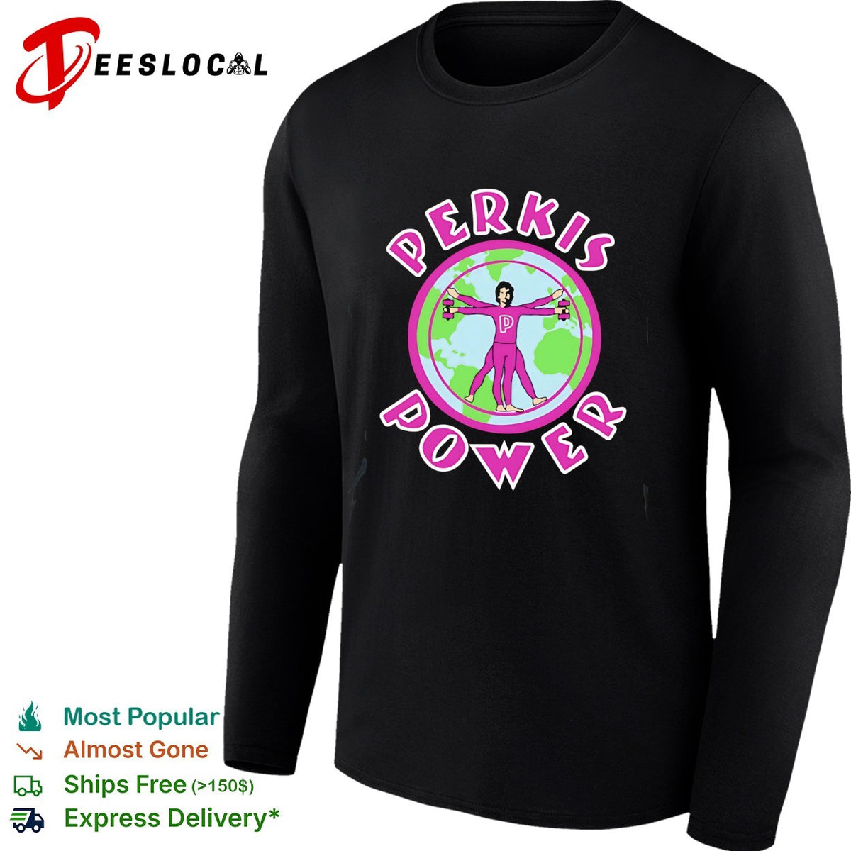 Perkis Power Vitruvian man globe retro shirt