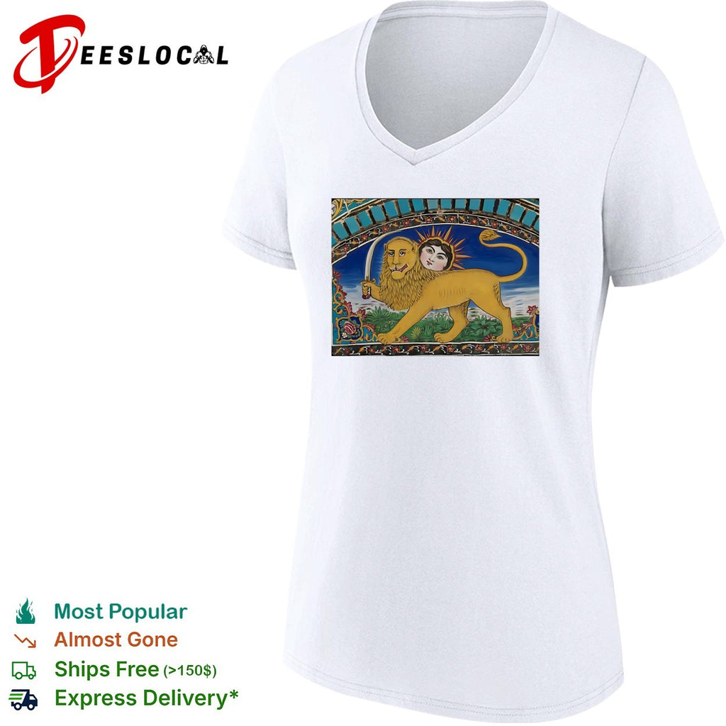 Persian lion and sun ornate mosaic tile classical historic art shirt