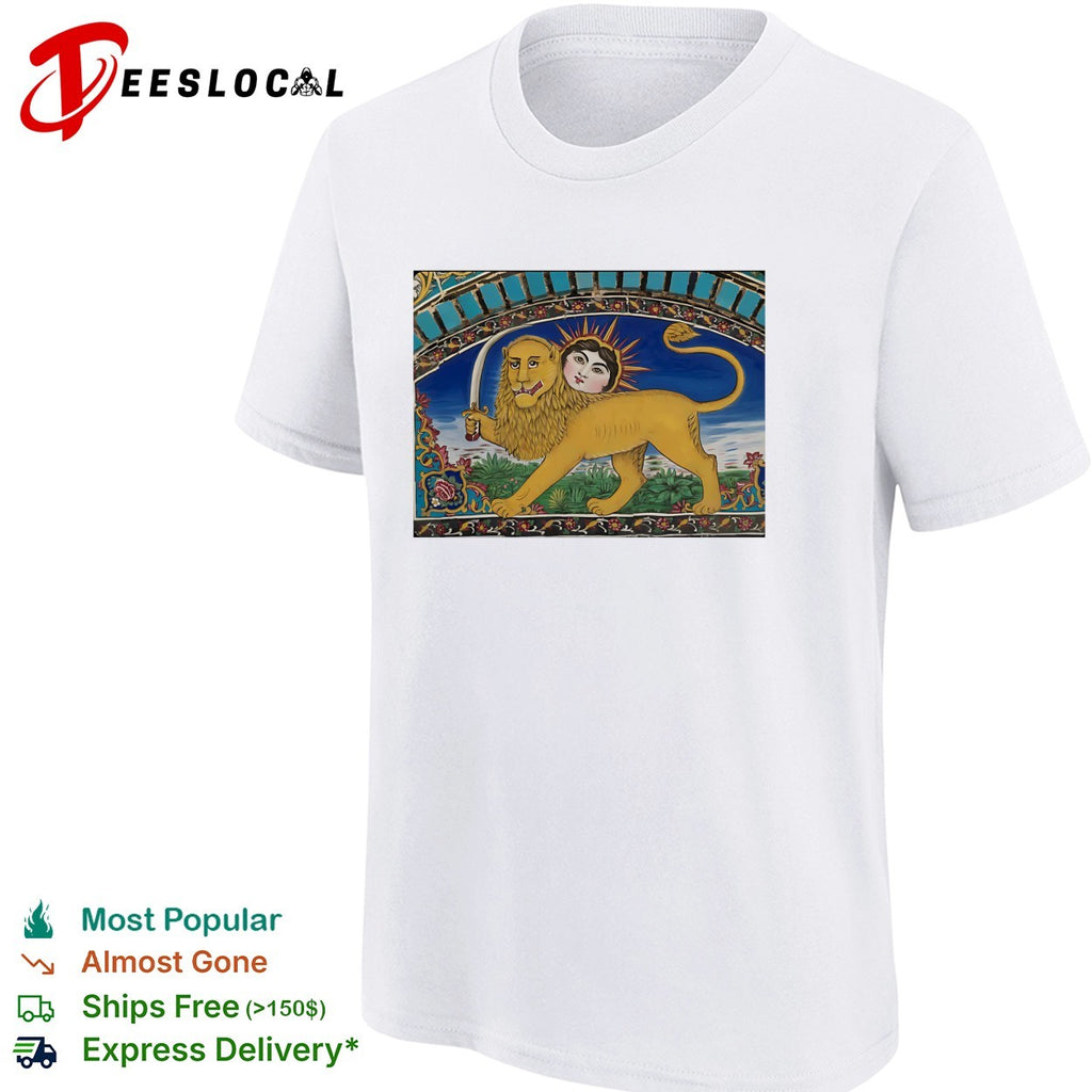 Persian lion and sun ornate mosaic tile classical historic art shirt