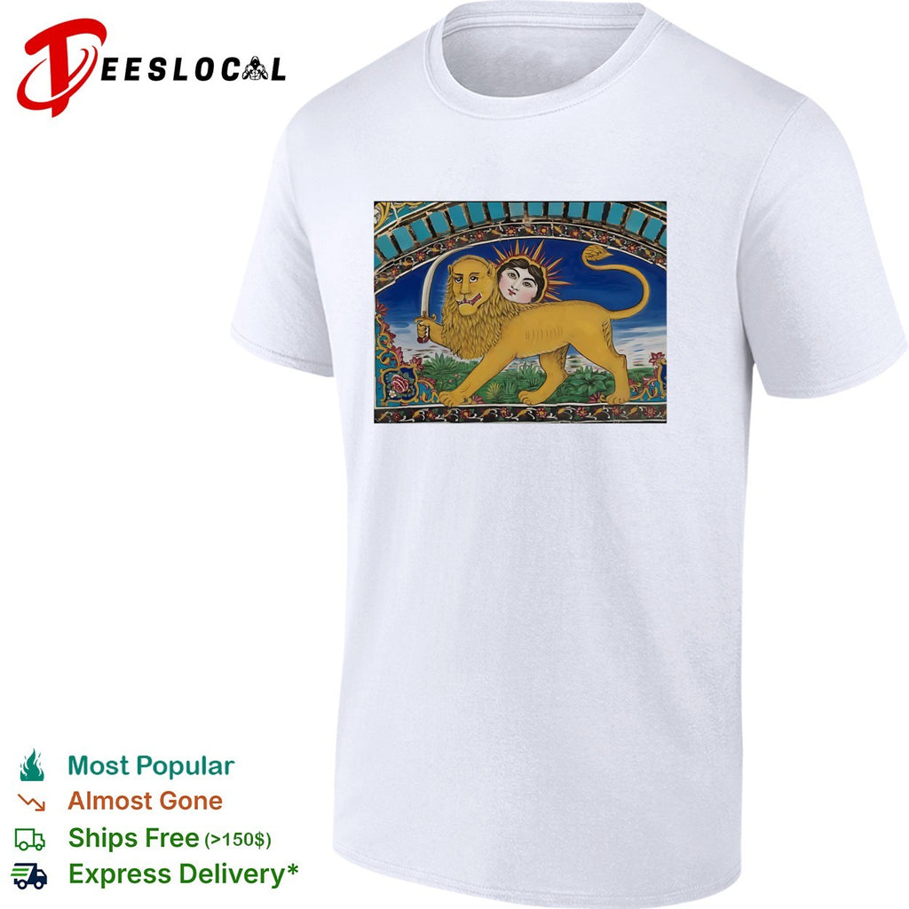 Persian lion and sun ornate mosaic tile classical historic art shirt