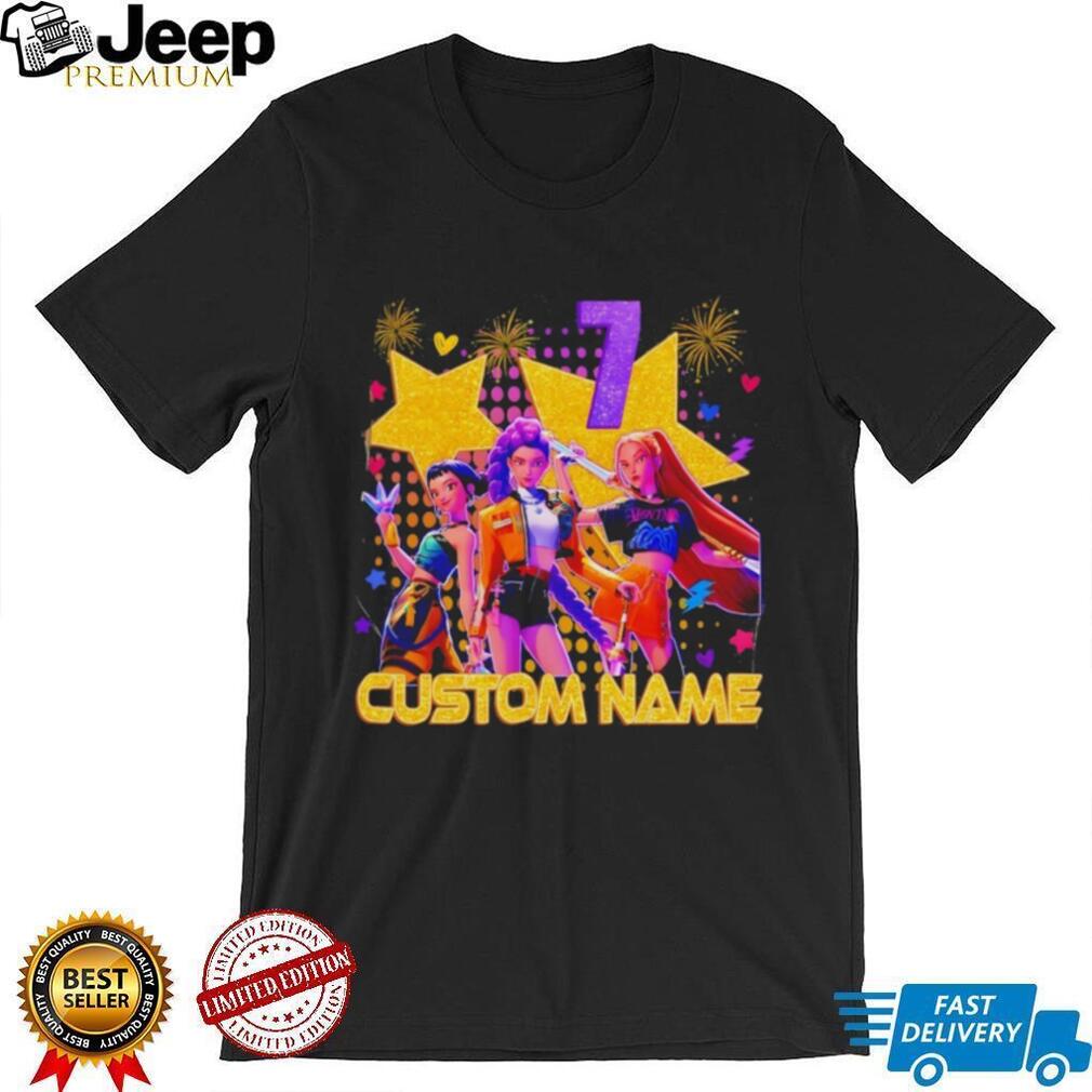 Personalized Anime Girl Birthday Party Custom Name & Age 7 T Shirt