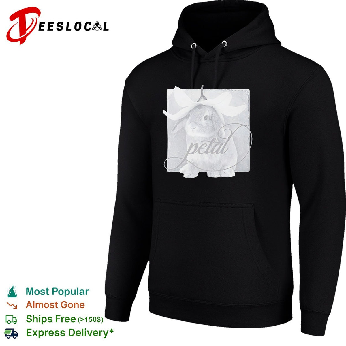 Petal Rabbit with Flower Headpiece on Square Tile Black and White Art Shirt