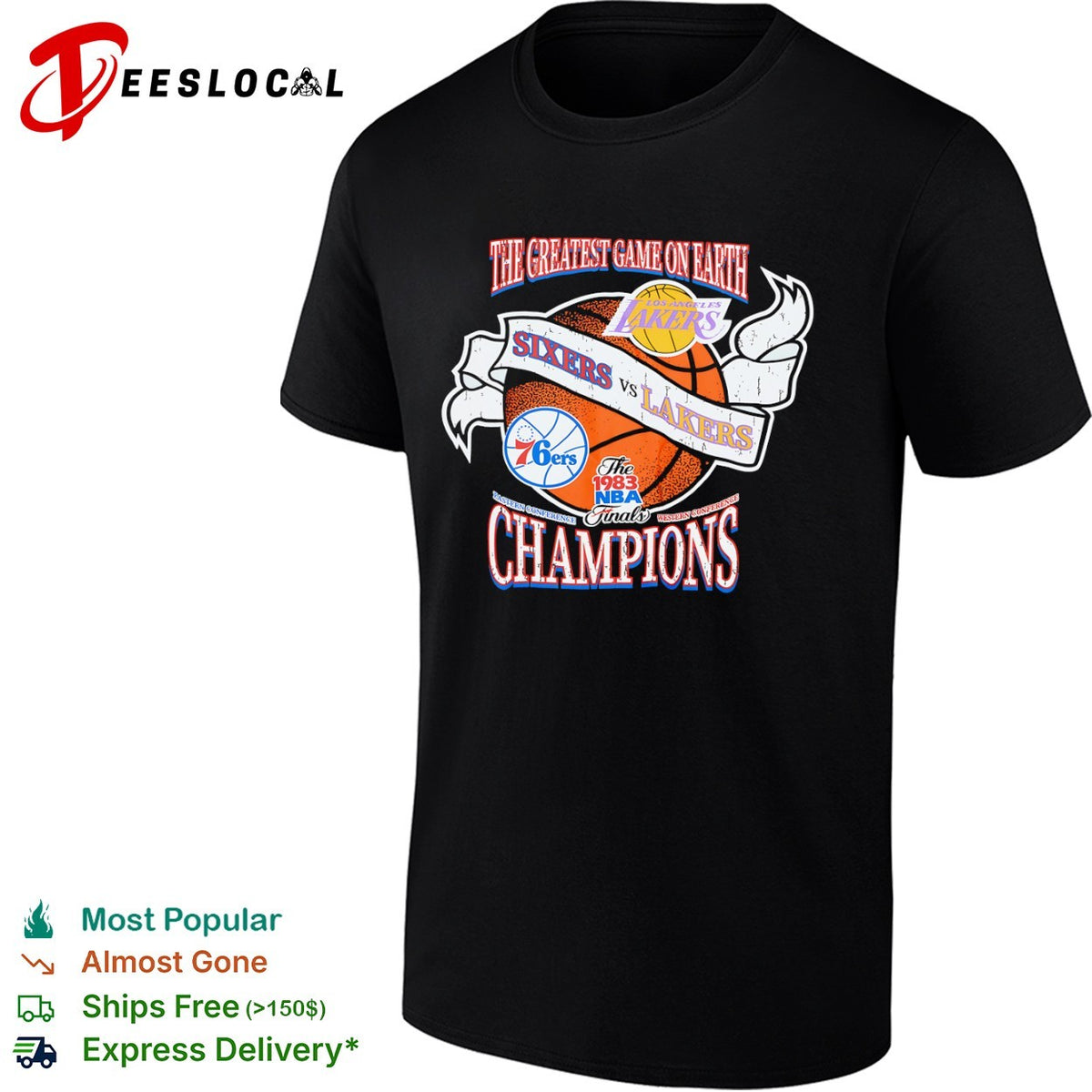 Philadelphia 76ers vs Los Angeles Lakers The 1983 NBA Finals Champions Graphic shirt