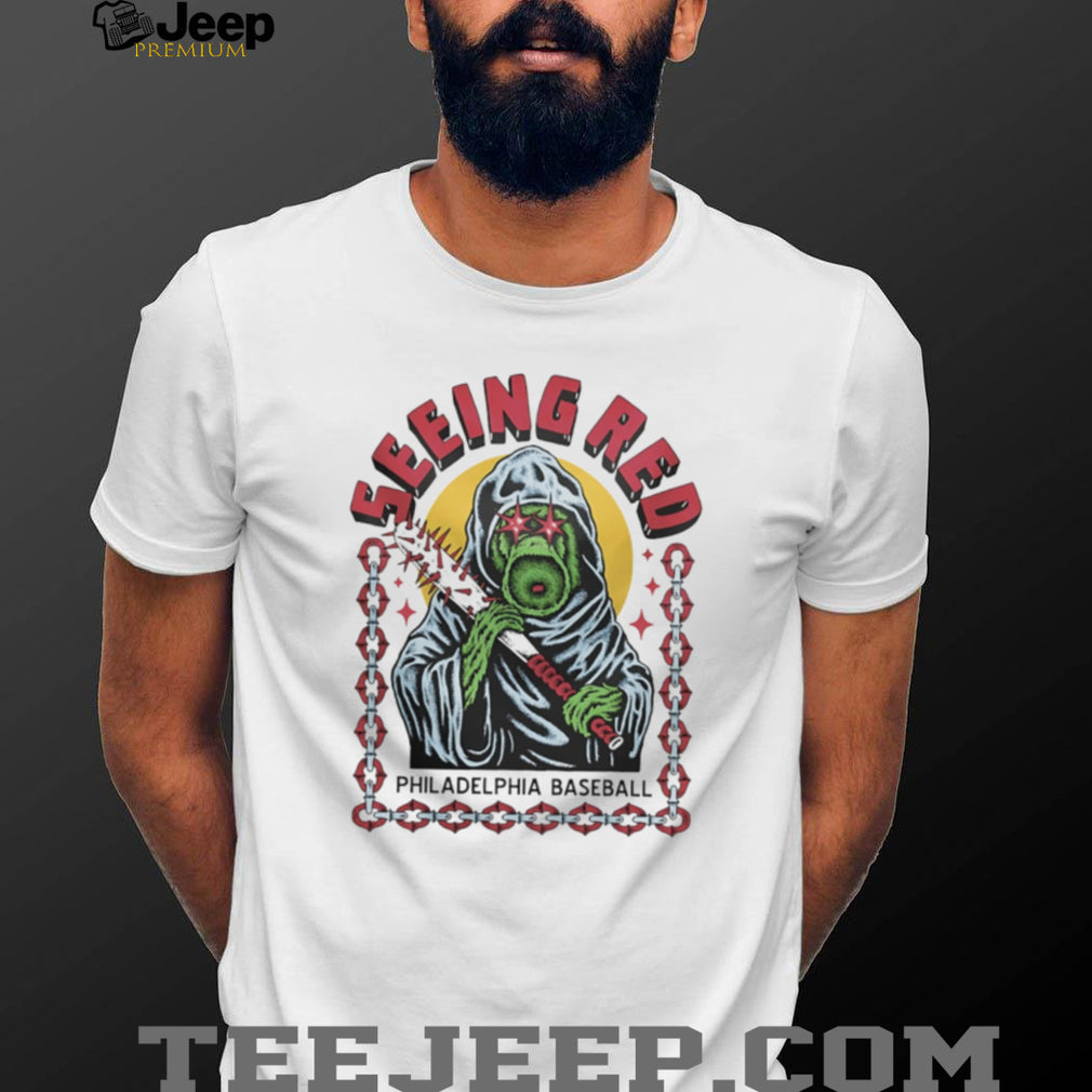 Philadelphia Baseball Seeing Red Gritty Mascot Barbwire Bat T Shirt