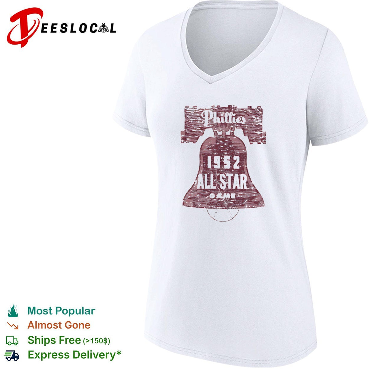 Philadelphia Phillies 1952 All Star Game Liberty Bell Major League Baseball MLB logo shirt