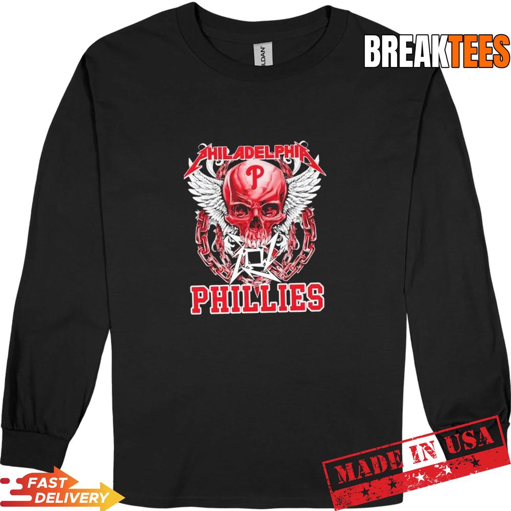 Philadelphia Phillies Baseball x Skull Wings Graphic T-Shirt