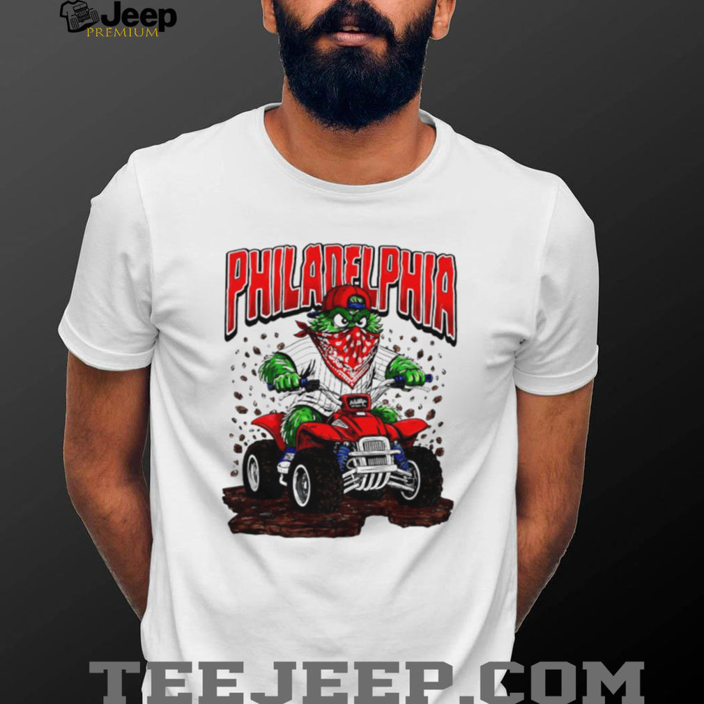Philadelphia Phillies Gritty Mascot Riding ATV Red Quad T Shirt