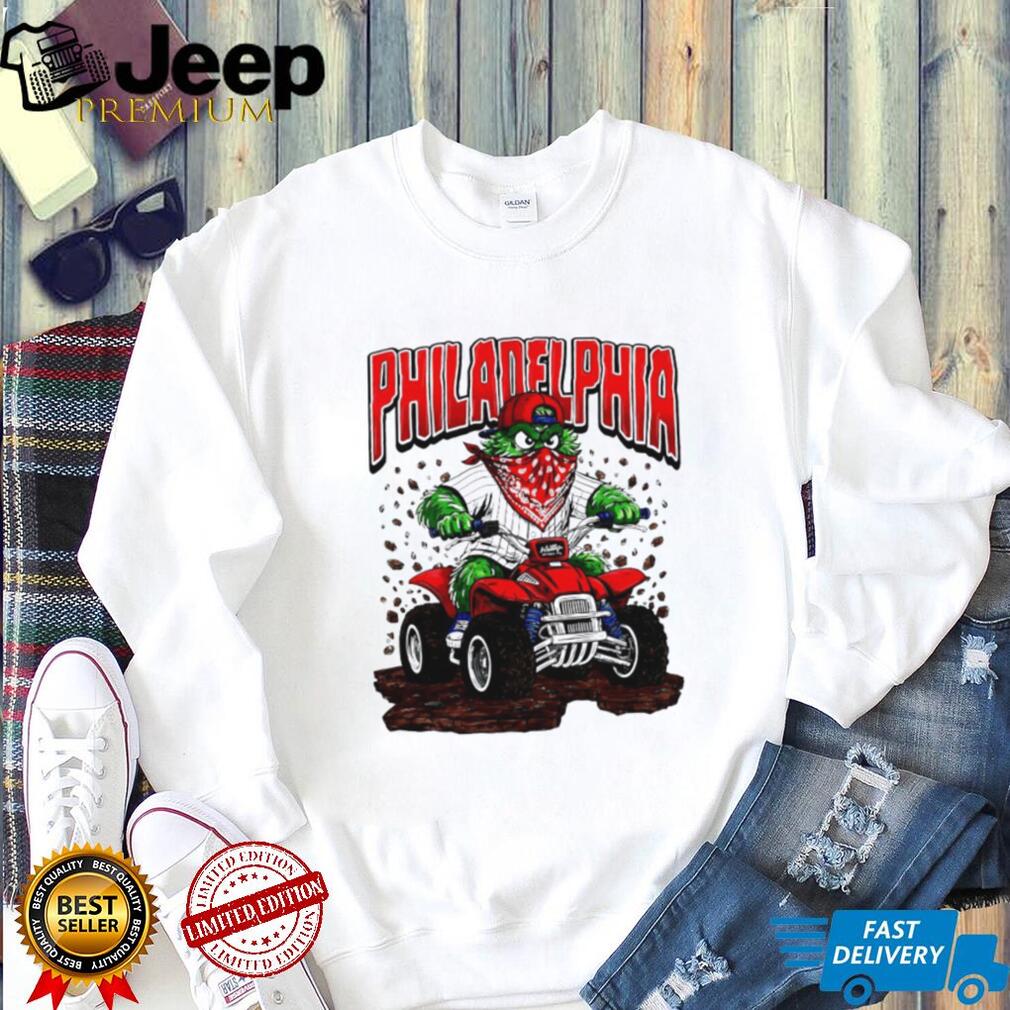Philadelphia Phillies Gritty Mascot Riding ATV Red Quad T Shirt