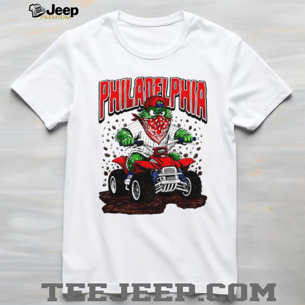 Philadelphia Phillies Gritty Mascot Riding ATV Red Quad T Shirt