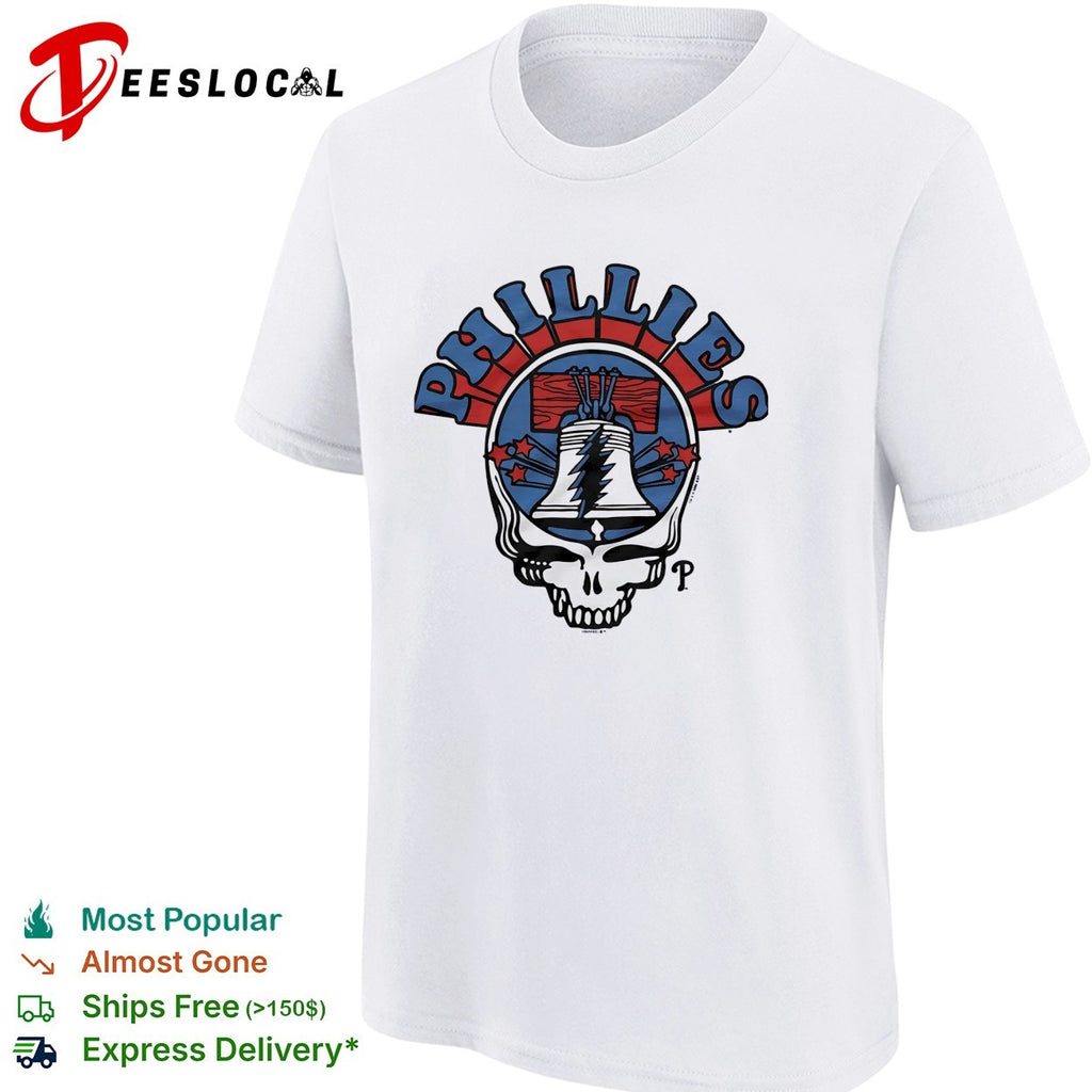 Philadelphia Phillies x Grateful Dead skull Liberty bell MLB graphic shirt