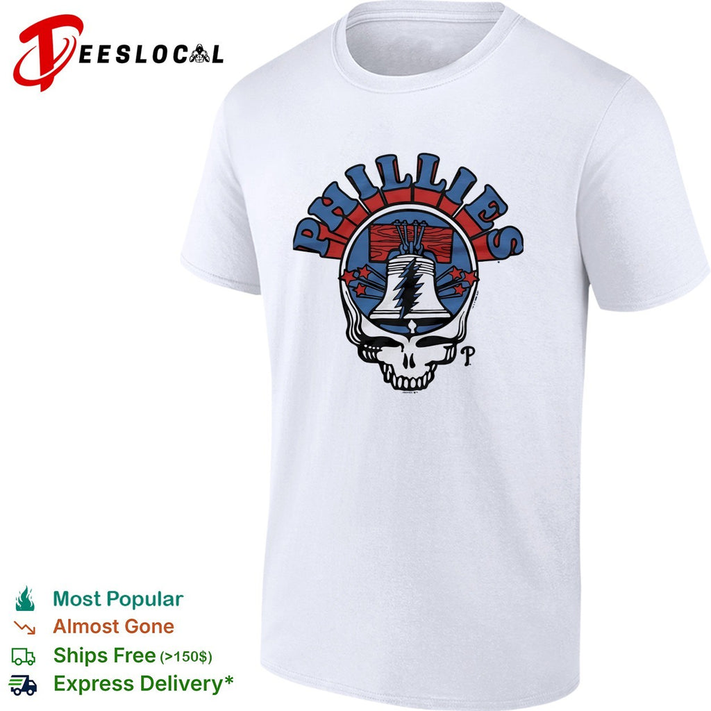Philadelphia Phillies x Grateful Dead skull Liberty bell MLB graphic shirt