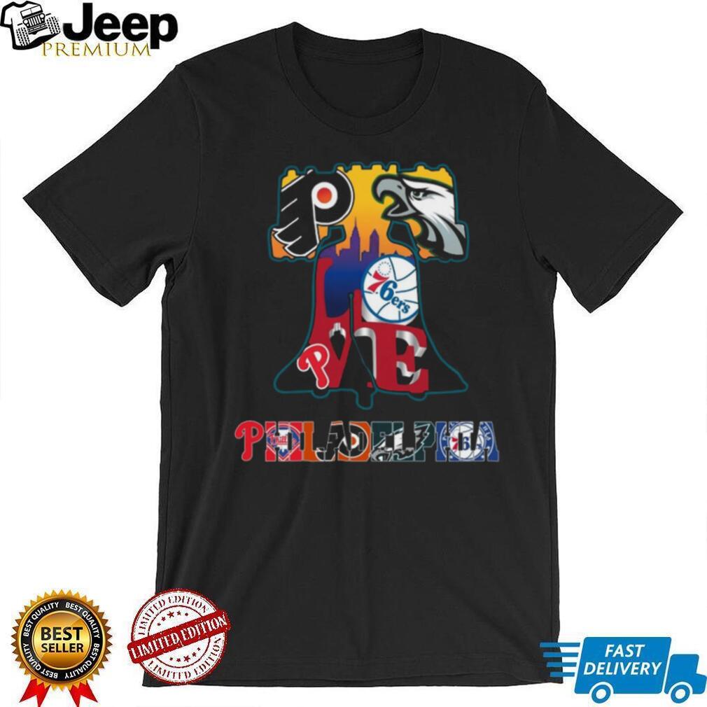 Philadelphia Sports Teams Liberty Bell Skyline Coffee T Shirt